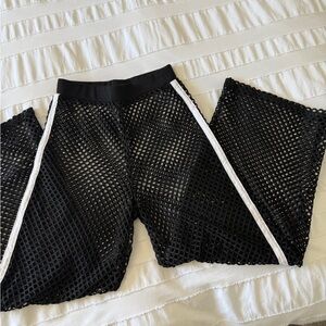 Princess Polly Black Mesh Pants White Stripe Festival Coachella Size 2